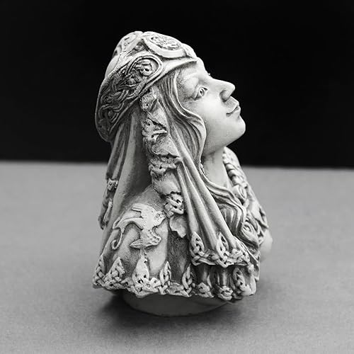 Miniatura 5 de Dryad Design Estatua de Rhiannon - Busto de diosa Wicca pagana en acabado de piedra, decoración de altar celta para el hogar, 4 pulgadas de alto