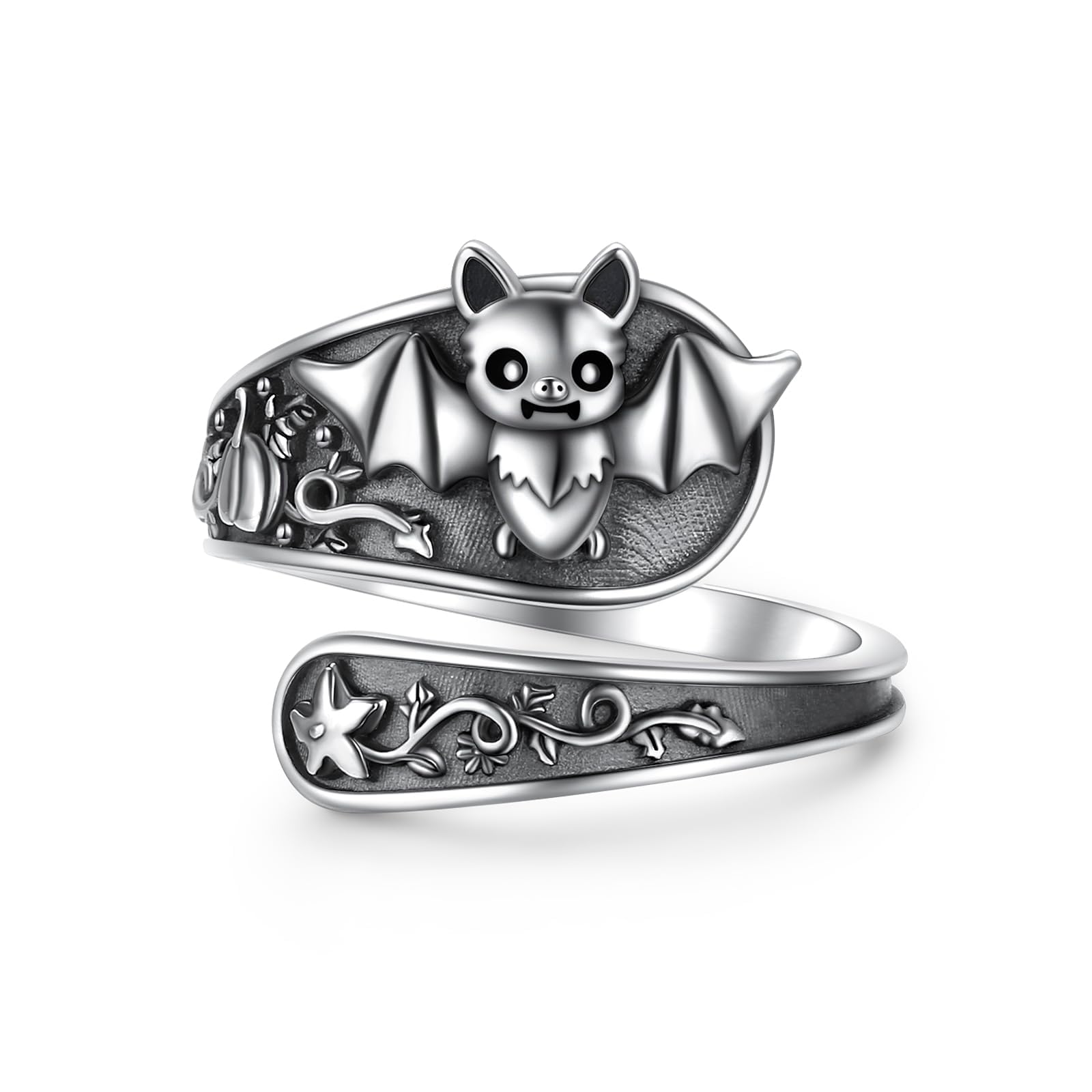 Flyow Anillo de cuchara de murciélago oxidado, tamaño ajustable