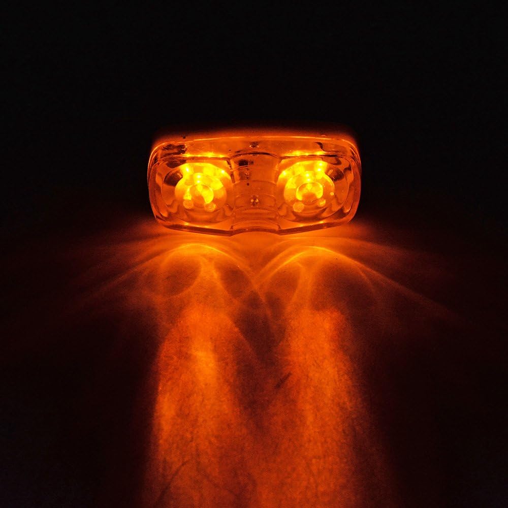 Astra Depot Double Bullseye 12-LED Sealed Side Marker Clearance Light For Trailer Truck Bus Lorry 12V-24V (Pack of 10, RED + Amber)