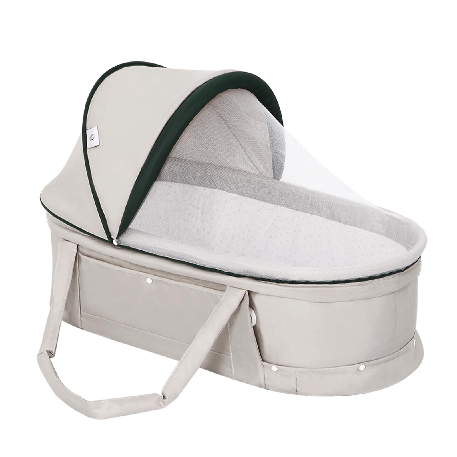 Cama de viaje para bebé con colchón, cuna de viaje portátil con mosquitera 2 en 1 para recién nacidos, color gris claro