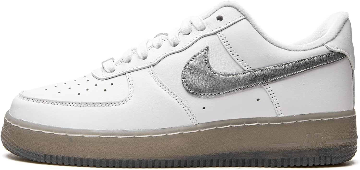 Nike Men's Air Force 1 Shoes, White/Metallic Silver/Coconut, 12