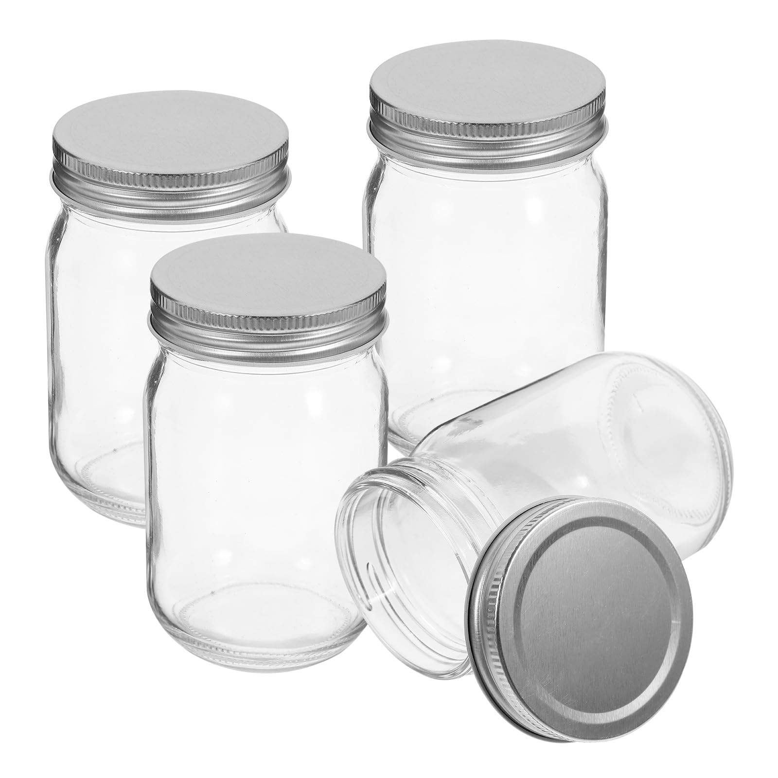 LIFKOME 4 Stück Mason Jar Einmachgläser Aus Glas Mit Deckel 380 Ml Transparente Honigspender Für Küche Und Haushalt Gefriergeeignet Und Wiederverwendbar