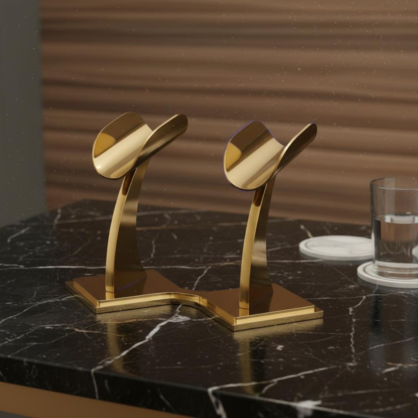 Stand Microfono Doppio Acciaio Inox Supporto Doppio Microfono Compatibile con molti Microfoni Accessorio Audio, Oro, Oro