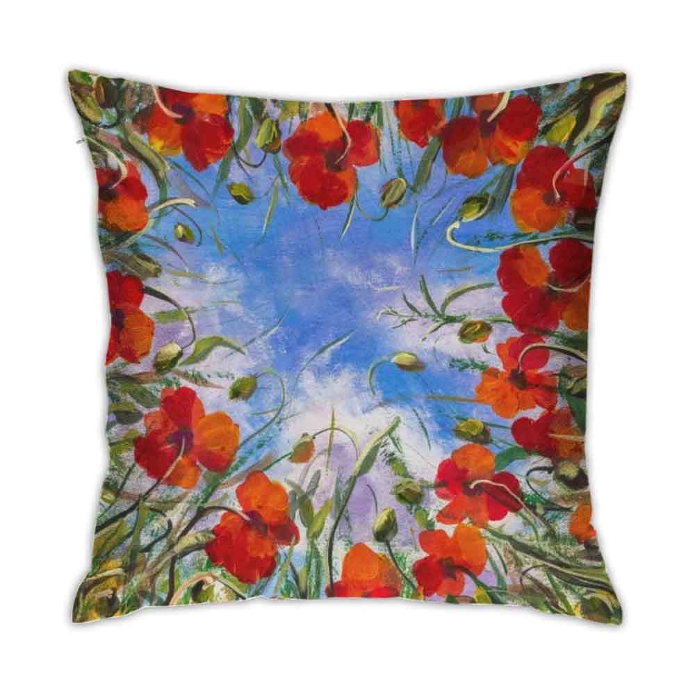 Cushion Cover 16 x 16 Inch Spring Sunbow Floral Sunflower Decorative Square Throw Pillow Cover Soft Polyester Pillowcase Comfortable Cushion Pillow Case for Home Sofa Couch Decoration 40 x 40 cm