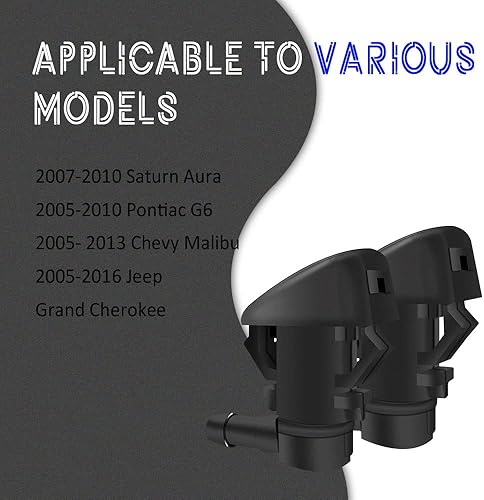 Miniatura 6 de 2 boquillas de lavado de parabrisas delantero, boquilla de lavado de parabrisas compatible con Jeep, Chevy, boquillas de arandela reemplazan