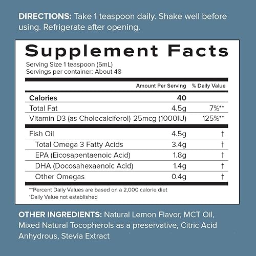 Miniatura 10 de Aceite de pescado de limón Super Omega 3  vitamina D de SFH  Altamente concentrado 3900 mg Omega 3  1000 IUs Vitamina D3  Abadejo de Alaska de