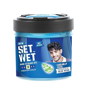 Set Wet Styling Hair Gel for Men - Casually Cool, 250gm | Medium Hold, High Shine | For Medium to Long Hair |No Alcohol, No Sulphate - image, photos