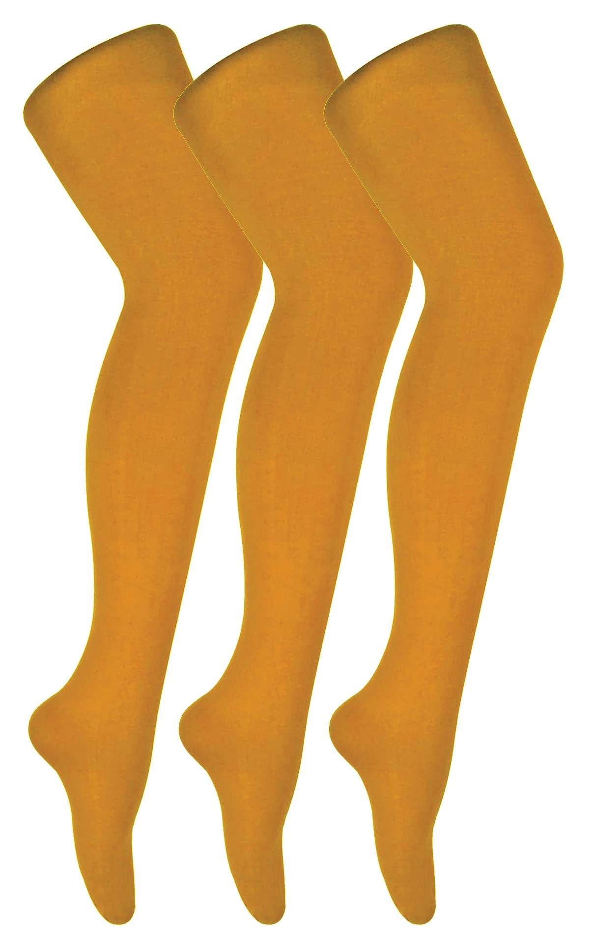 Sock Snob 3 Pair Multipack Womens Coloured Opaque 80 Denier Tights Plain Block Colour Tights (L, Mustard)