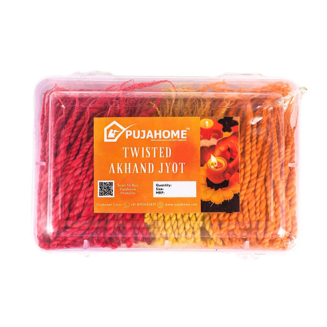 Pujahome Twisted Cotton Short Wicks for Akhand Jyoti –600+ Pieces,Long Batti for Daily Pooja & Meditation – Multicolor Deepak Diya Wicks for Aarti and Mandir Use-image-31