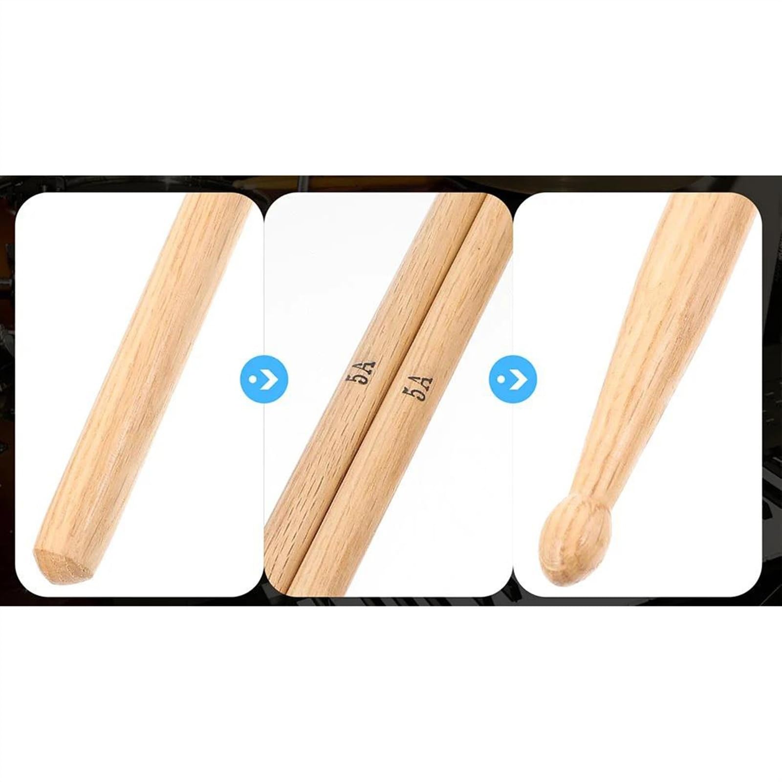 Baquetas para Principiantes Baquetas De Tambor 5A, Baquetas De Escenario De Percusión, Accesorios Prácticos De Madera De Roble