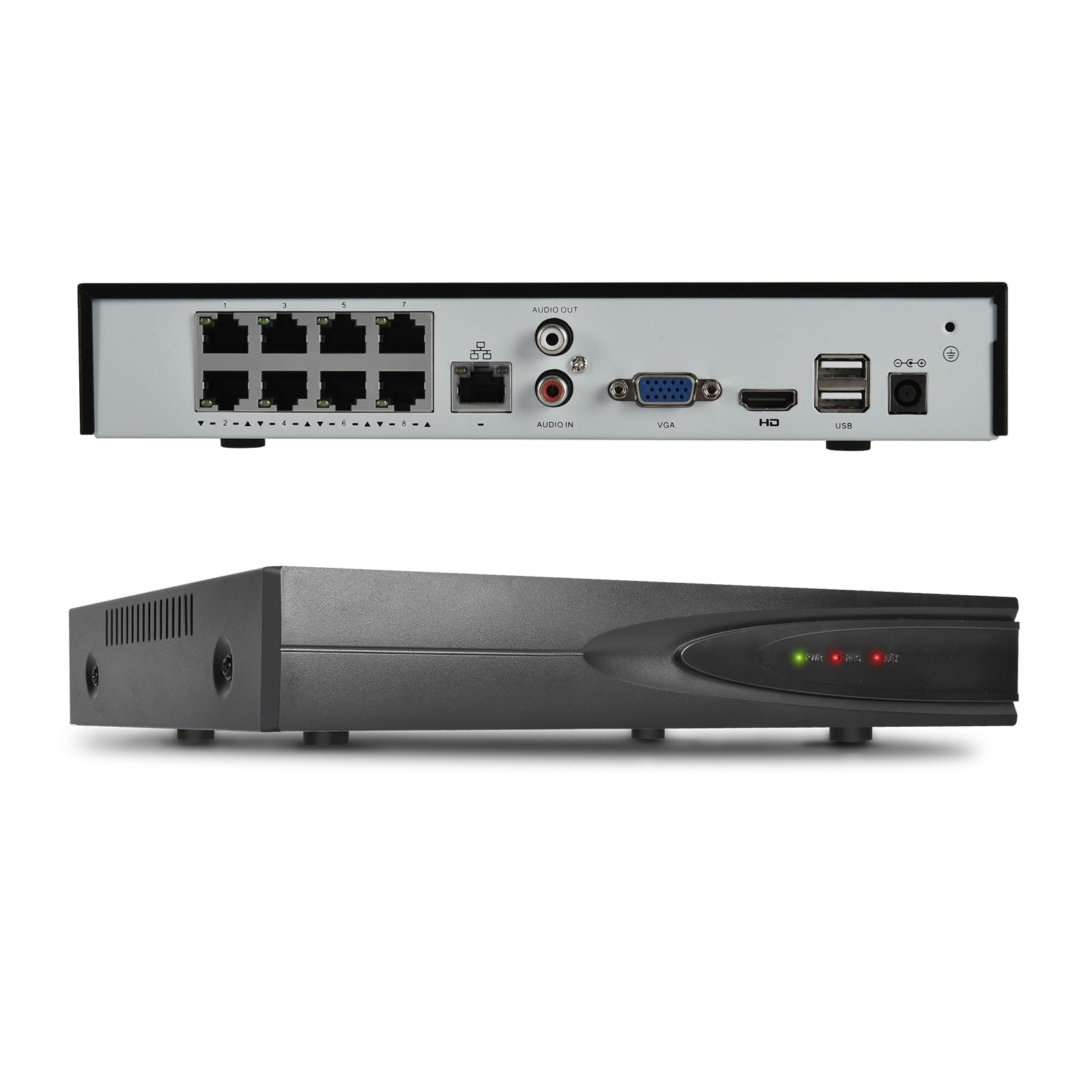 VIKYLIN 8 Kanal PoE NVR Rekorder, 4K Netzwerk Videorekorder für IP Kamera Überwachungssystem, Unterstützt bis zu 12MP Kameras, H. 265+ Kompression, HDMI 4K Ausgabe, 24/7 Aufnahme, bis 14TB, PG108H-8P