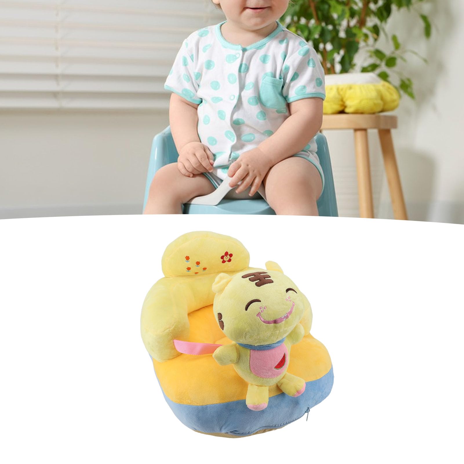 Divano per Seggiolino per Bambini Morbido Peluche Confortevole a Forma di Animale Carino per Imparare a Sedersi Supporto Regolabile per Neonati 17,7x19,7x17,7 Pollici (Tigre)