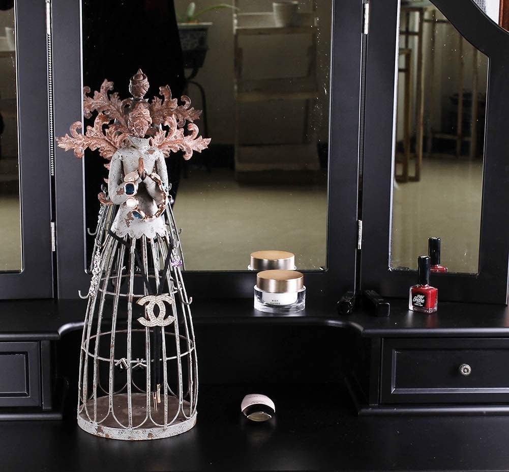 Linfevisi Angel Garden Statue with Hook Indoor Outdoor Antiqued Metal Yard Art Lawn Decor Holiday Decorations Gift Idea 18”H Metal Praying Angel