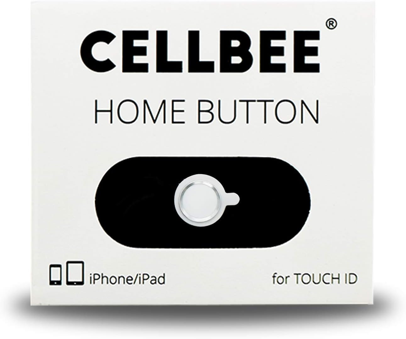 CellBee Compatible With iPhone iPad Home Button Touch ID Sticker Silver Ring 2.0 - Top-Up For iPhone 6 6s 7 8 Plus iPad Air Mini Tempered Glass