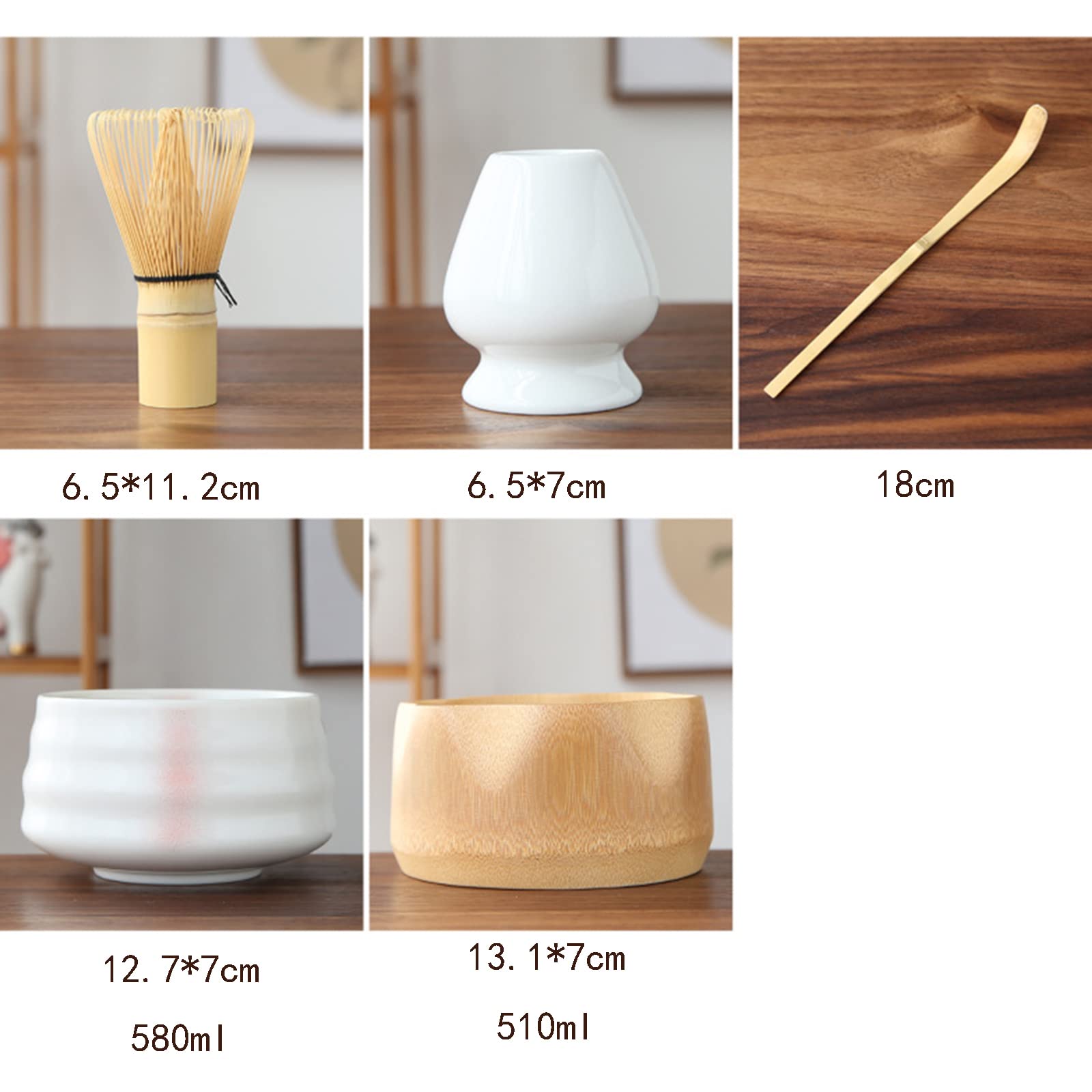 Matcha-Schneebesen-Set – 4-teilig, Bambus-Schneebesen Chasen, Bambusschaufel, Matcha-Schüssel und Schneebesenhalter, perfektes Set für die Zubereitung von Matcha-Tee