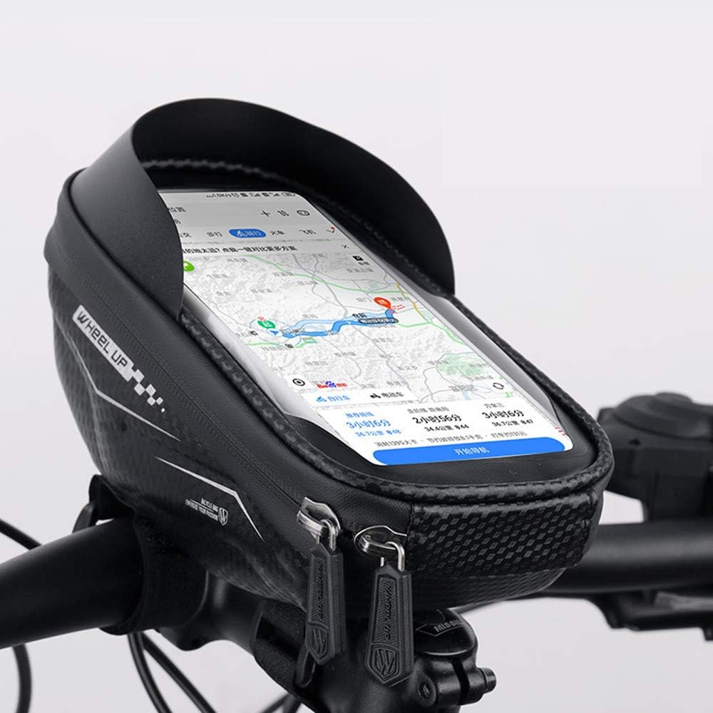 ZHIXIE Bike Frame Bag, Cycling Frame Pannier Mobile Phone Holde, Waterproof Resistant Cycling Front Tube Frame Pannier Mountain MTB City Road Bicycle Crossbar Bag Pouch Holder