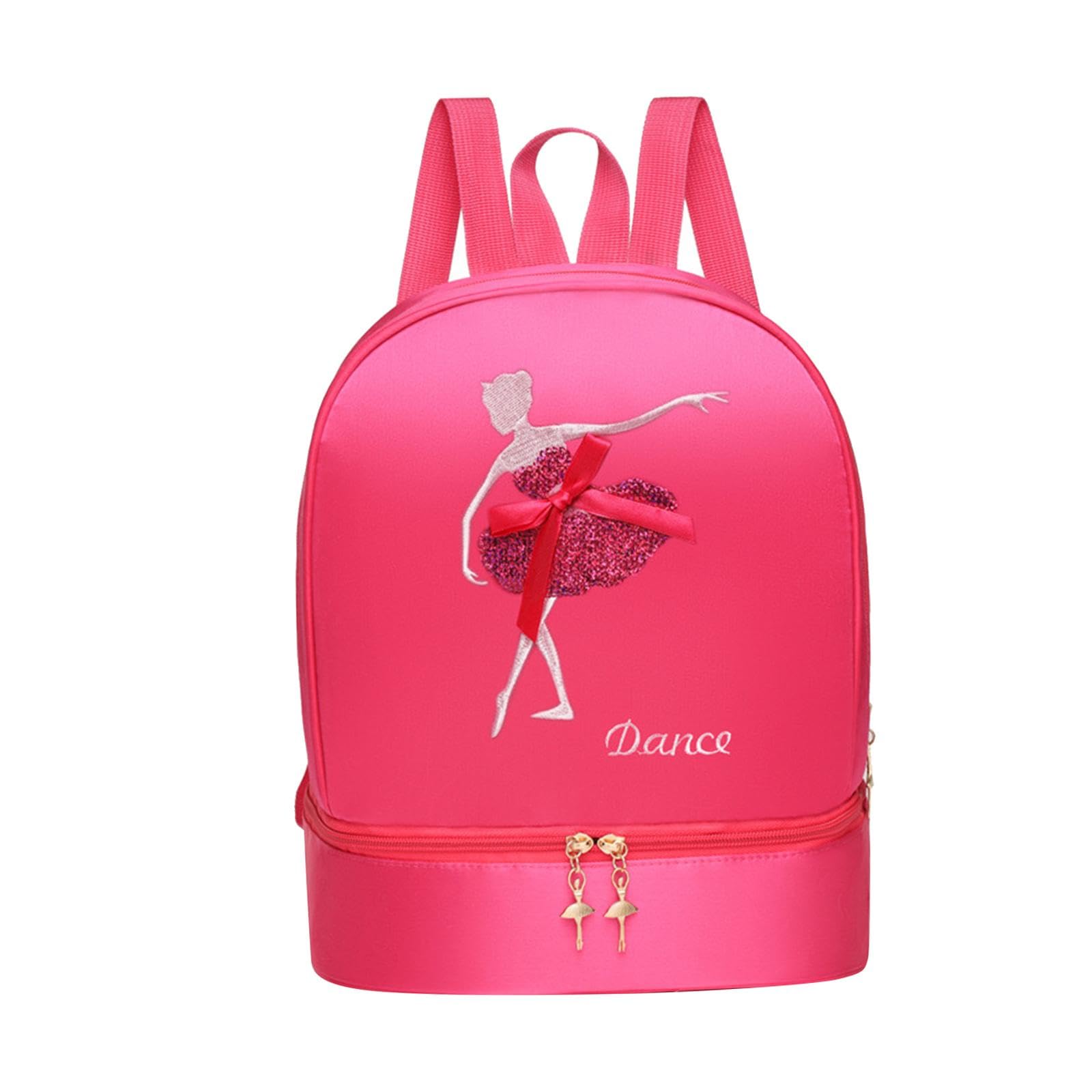 Ballet Dance Rucksack Tasche Handtasche Turnbeutel mit Schuhfach Aus Wasserdichtem Oxford Stoff mit Entzückender Stickerei für Mädchen Tanzen Reisen G, Rosenrot Stil B