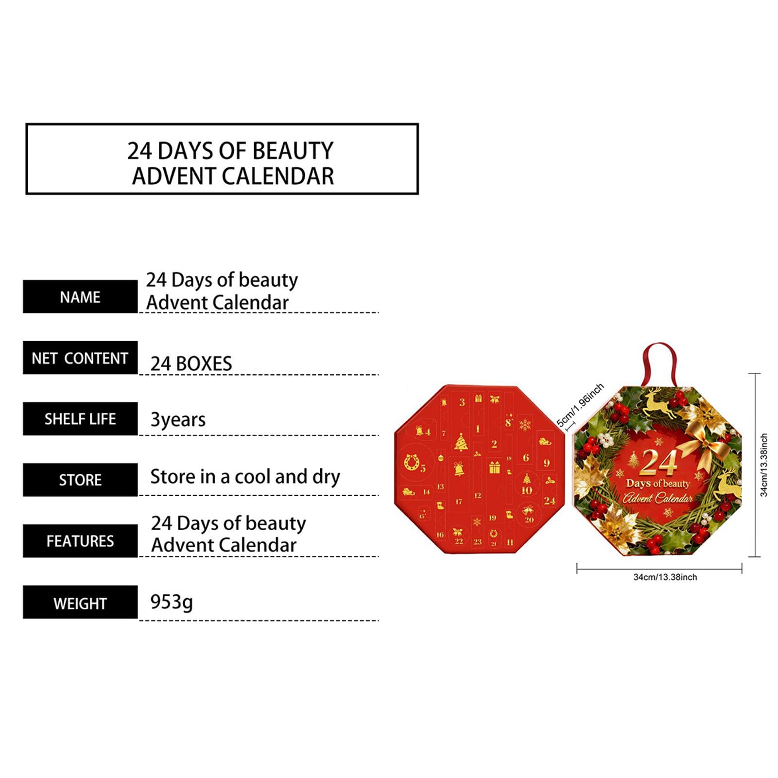 Cuenta Atrás De Belleza Set De Maquillaje Y Cuidado De La Piel De Navidad | Calendario De Adviento Cosmético Para Chicas Navideño Para Amantes Familia Amigos Madre Esposa Hija Novia