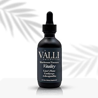 Vitality Mushroom Tincture | Lion’s Mane, Cordyceps, Ashwagandha | Focus + Energy | Dual-Extract | 2 Ounces | 100% Fruiting Bodies