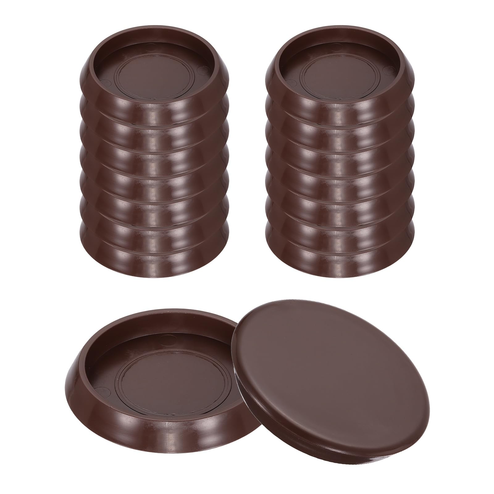 sourcing map 16 Pcs Plastic Furniture Sliders 1-3/4" Round Furniture Leg Protectors, Table Chairs Foot Cups Sliders Reusable Furnishing Movers for Carpet, Brown