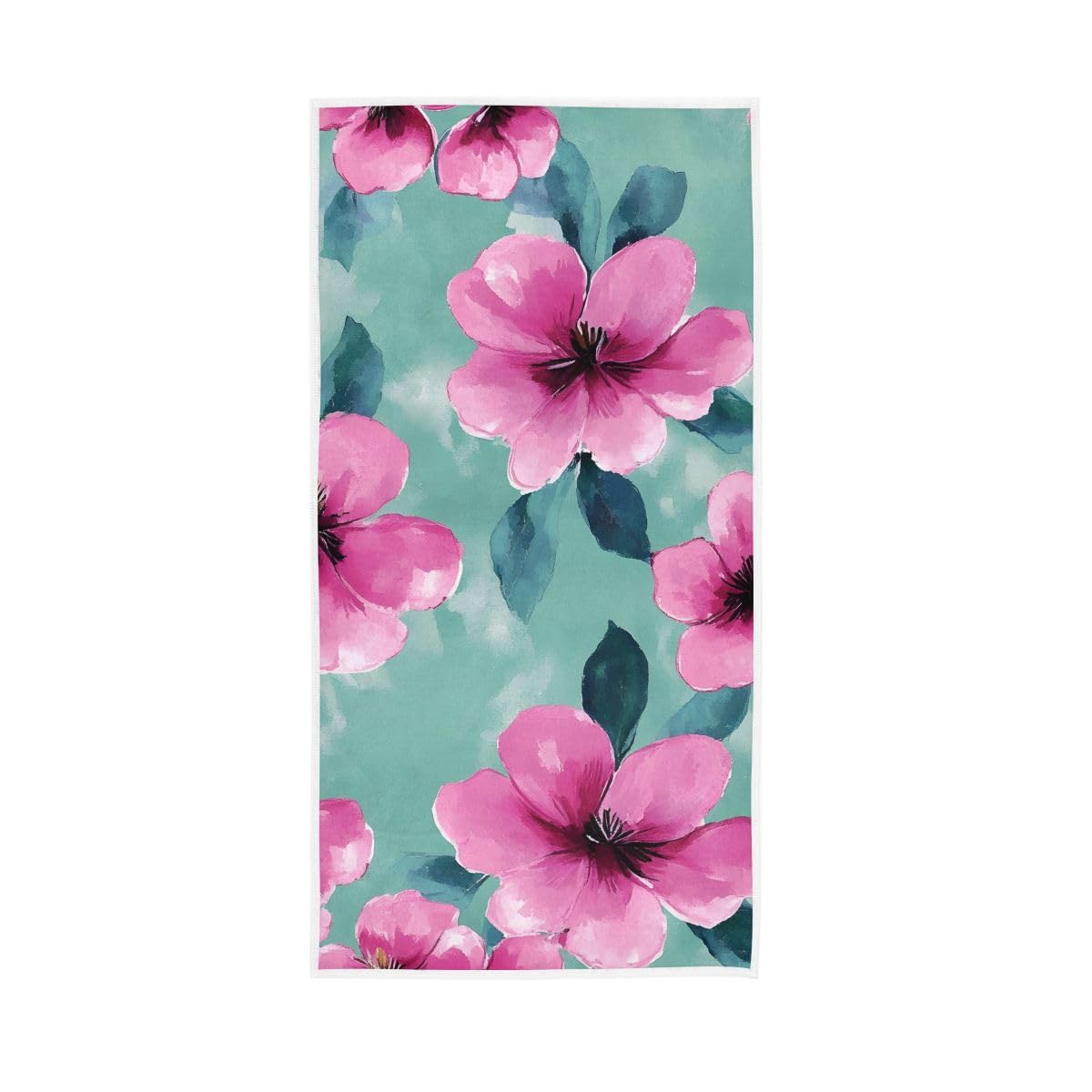 LSRCPD Turquoise Watercolor Floral Hand Towels for Bathroom Clearance, Hand Towel for Bathroom, Travel, Camp, Hotel, Spa 15 x 30 Inches