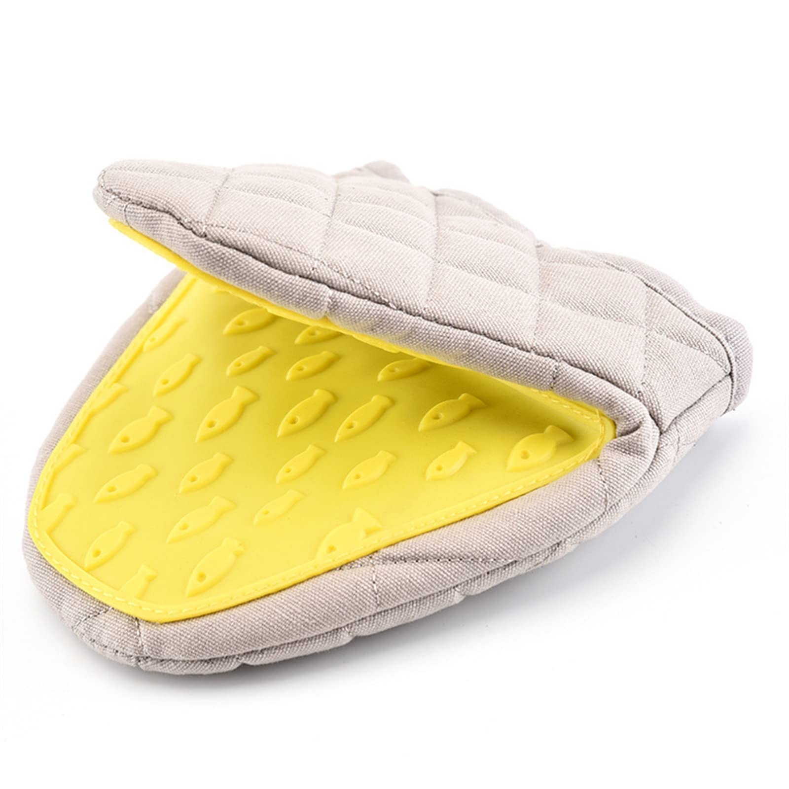 de Cuisine en Coton et Silicone, résistant à la Chaleur, Isolant, for Micro-Ondes, avec Pince à Main, for la Cuisson(Giallo)