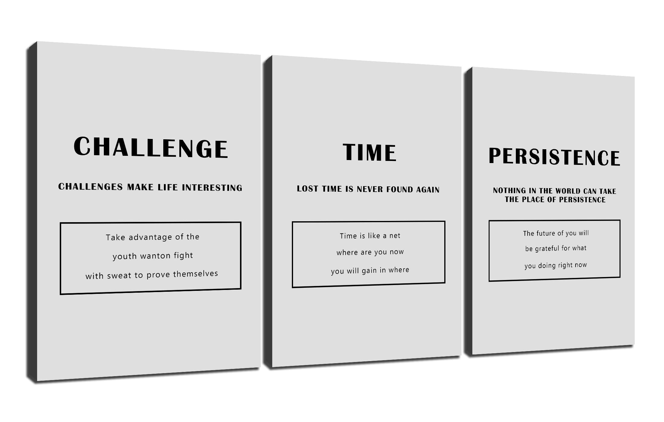 Motivational Quotes Wall Art for Office Challenge Time Persistence Inspirational Canvas Wall Art Entrepreneur Motto Poster Print Wall Decor for Living Room Bedroom Office Bathroom Framed[60''Wx 28''H]