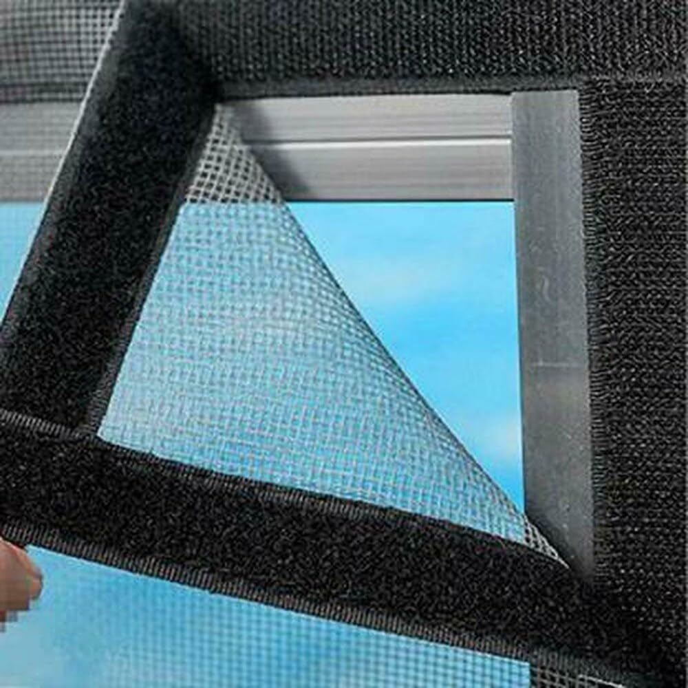 Kanitex Window Mosquito net | Colour- Black | Size- 5x5 Ft | 120 GSM Polyester Net Pri Stitched with Adheshive Hook & Loop Tape | Washable & Reusable Bug Screen-image-31