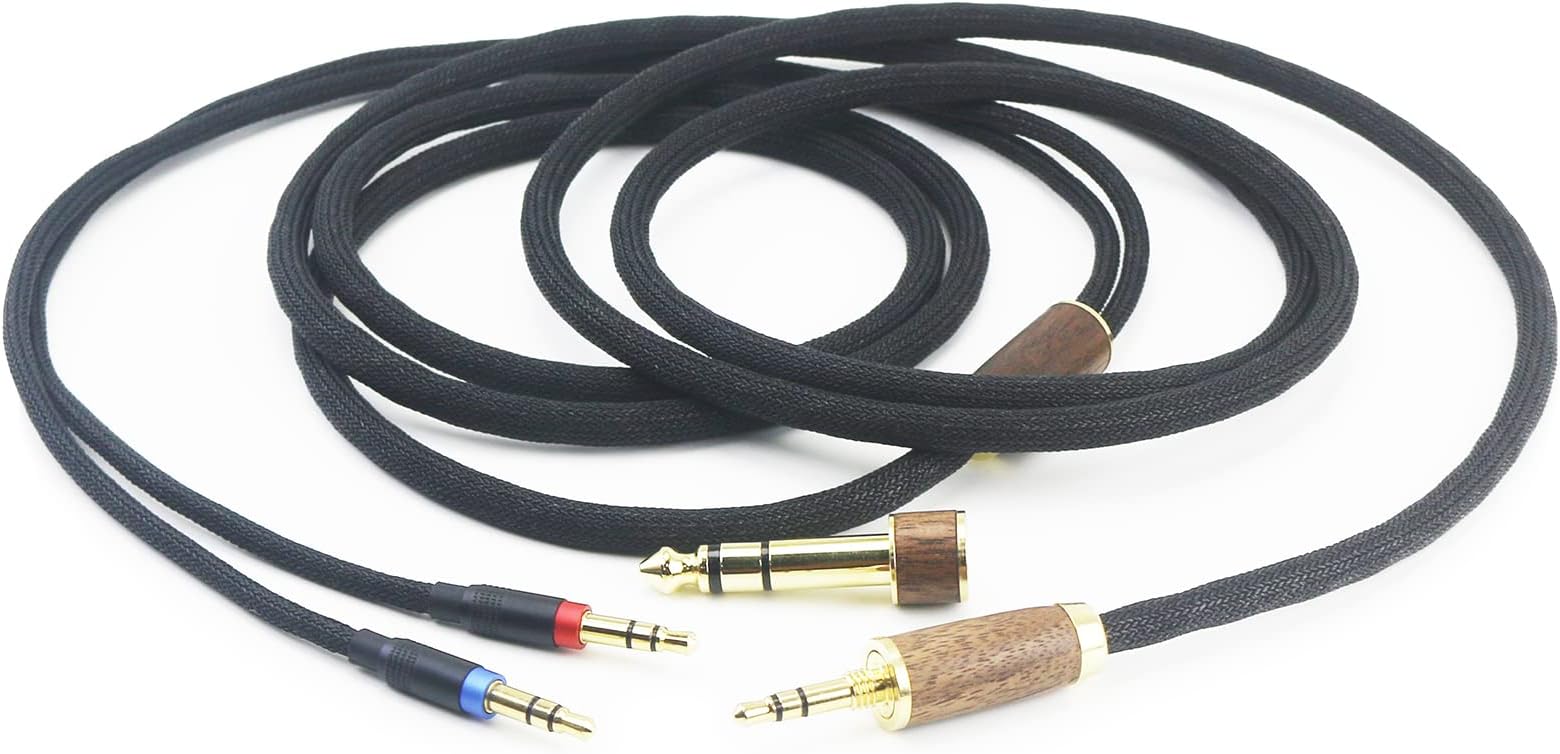 6N OCC Copper Silver Plated Upgrade Audio Cable 3.5mm Male and 6.35mm Adapter Compatible with Hifiman Sundara, Ananda, Arya, HE400SE, HE4XX, HE-400i Headphone (2 x 3.5mm Version)