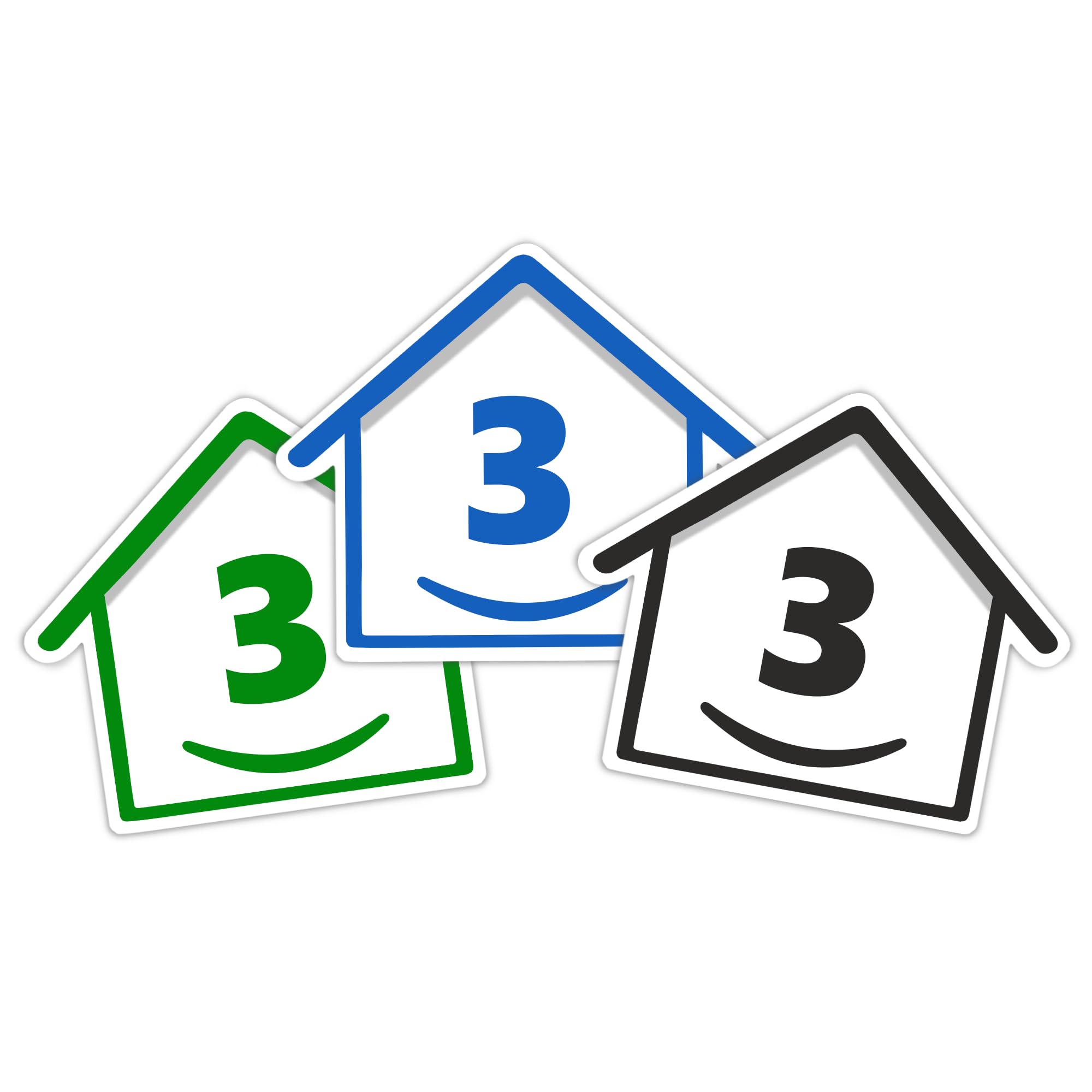 3 x Bin Numbers for Wheelie Bins, 1-99, 15cm ‘Happy House’ Colour Design Dustbin Stickers, Easy Application Stick On Number Stickers - Weatherproof Self Adhesive Vinyl – Blue, Black and Green (14) — view 46
