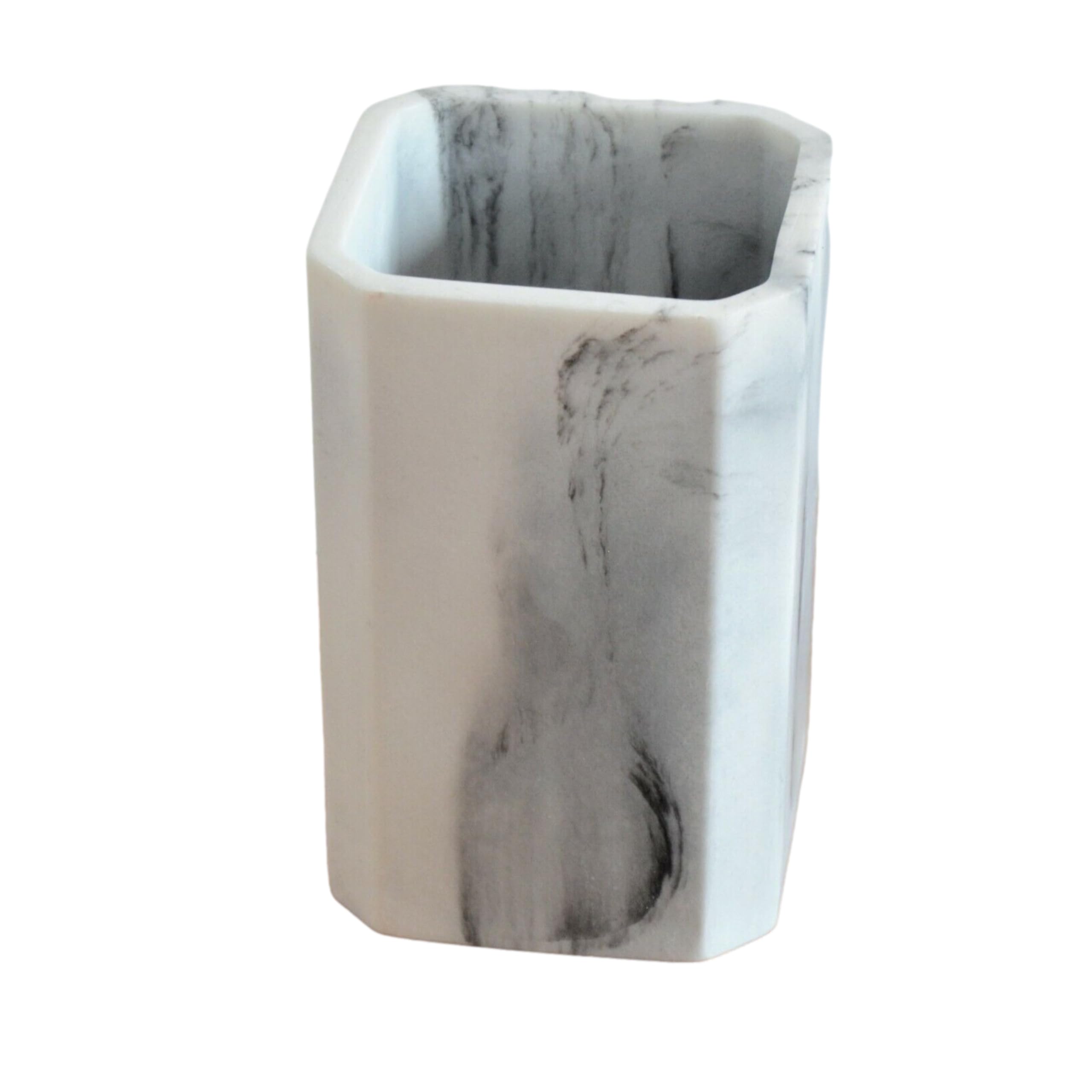 Fyne-Finds White,Grey Marble White Grey Design Bathroom Accessories Organiser Tumbler Holder Soap Dispenser Tray (Tumbler)
