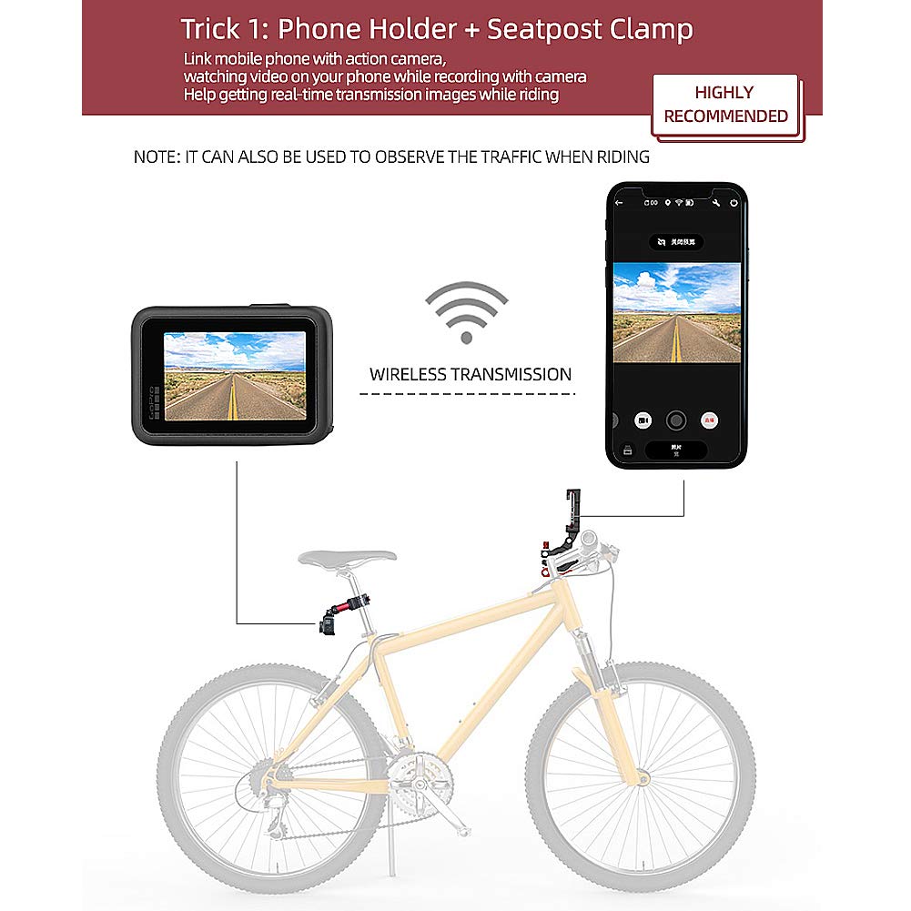 JXE Outdoorowy zestaw rowerowy uchwyt na telefon komórkowy i uchwyt na sztycę rowerową do kamery sportowej kompatybilny z serią Gopro/Osmo Action/Osmo Pocket / Insta360 Series/Fimi Palm