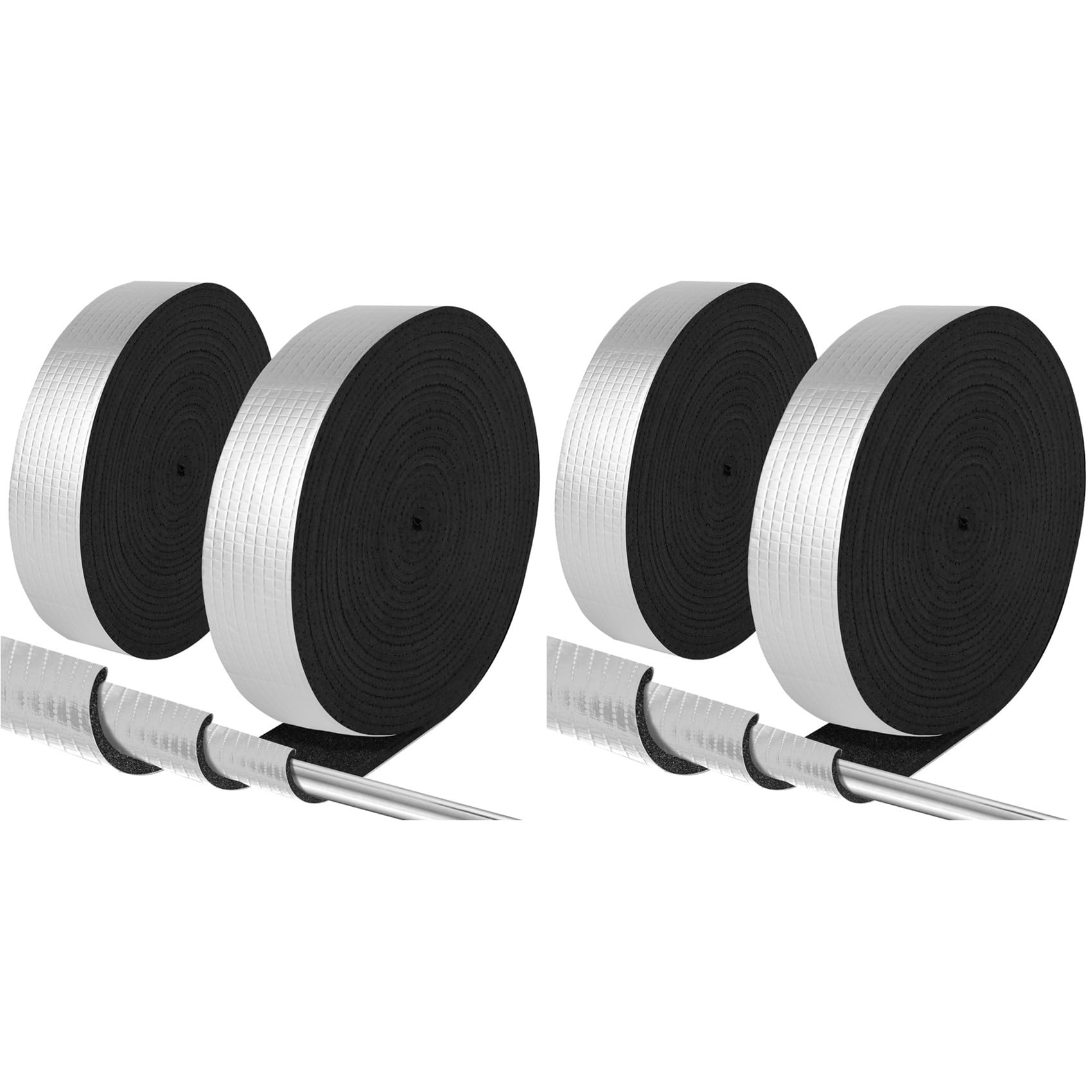 Jnchdghwa Silver Pipe Insulation Wrap 2Inch Wide X 32.8 Ft Outdoor Foam And Foil Pipe Wrap Insulation Tape Self Adhesive (4 Roll)
