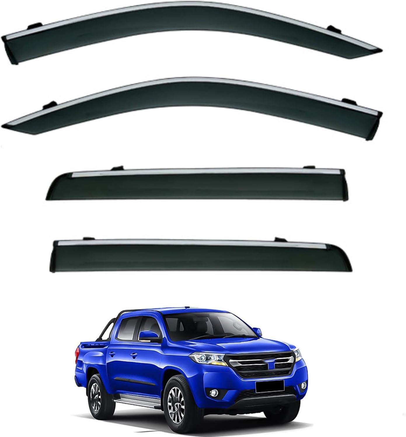 Acwyahso Normal Rain Guards Wind Deflectors For Innoson G6c Pickup Mk1 2019-2024, 4Pcs Vent Visors, Allows Fresh Air & Keeps Rain Out, No-Drill Install