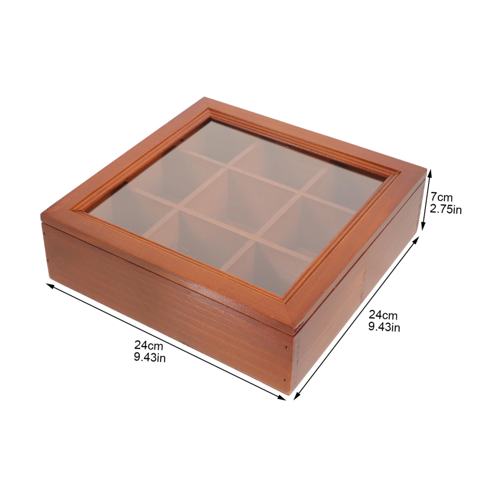 PRETYZOOM Wooden Compartment Tea Bag Storage Box Organizer with Transparent Lid for Sugar Packets Coffee and Tea Bags for Kitchens Cafes and Parties