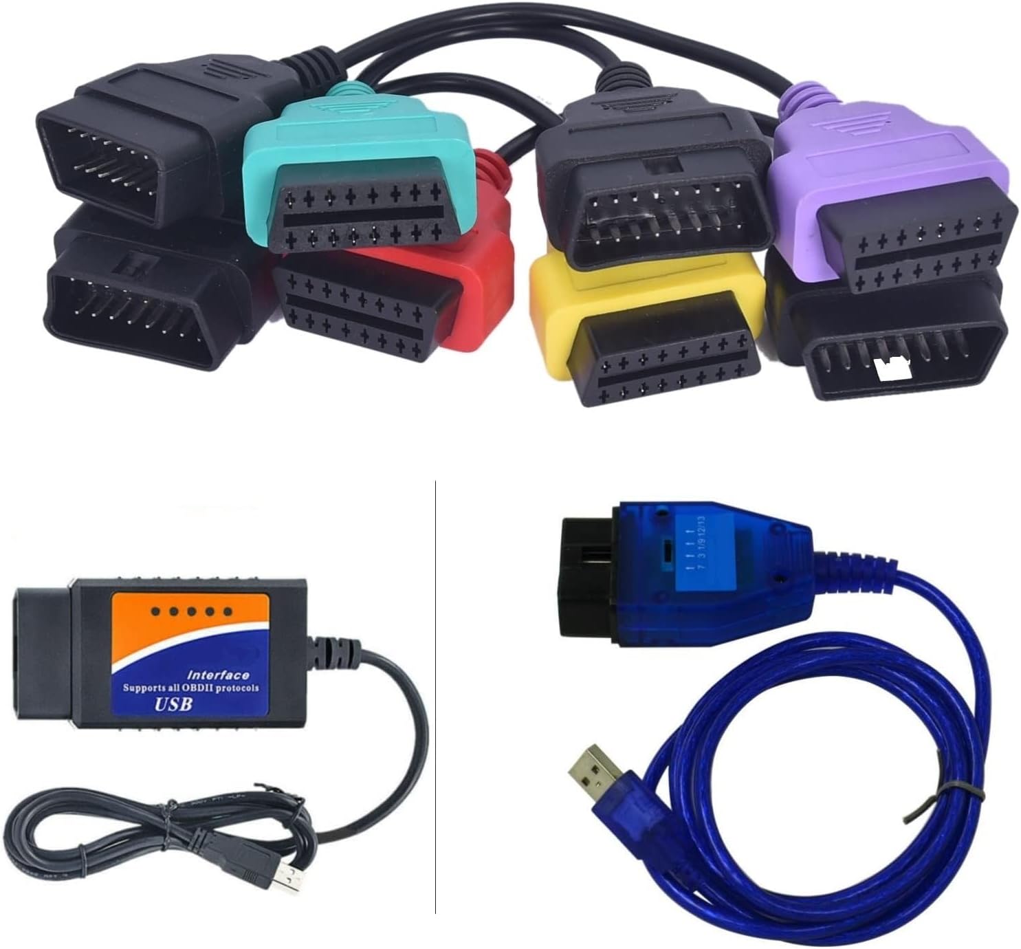 ECUScan ELM OBD KKL cable Engine ABS OBD2 Diagnostics For Italian Cars +CAN327 4 Adapters Full Interface Kit …