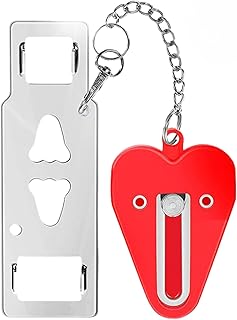 ポータブルドアロック レッド 旅行用セキュリティロック 工具不要 内開き専用 防犯対策