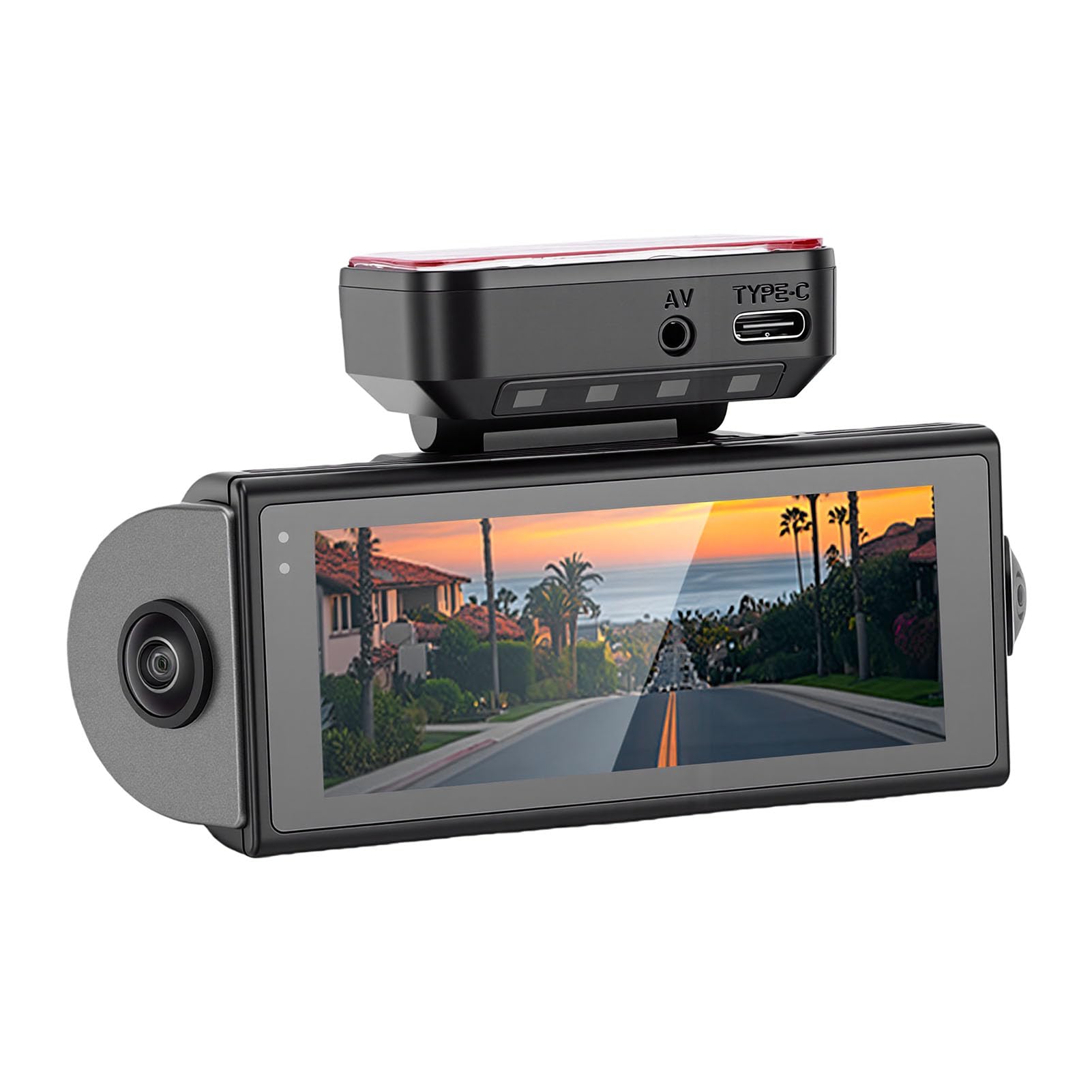 Dpofirs Dash Cam per Auto, Vista Panoramica a 4 Obiettivi | 4K Anteriore 1080P Posteriore, modalità Notturna, Sensore G, Registrazione in Loop, Grandangolo 170°
