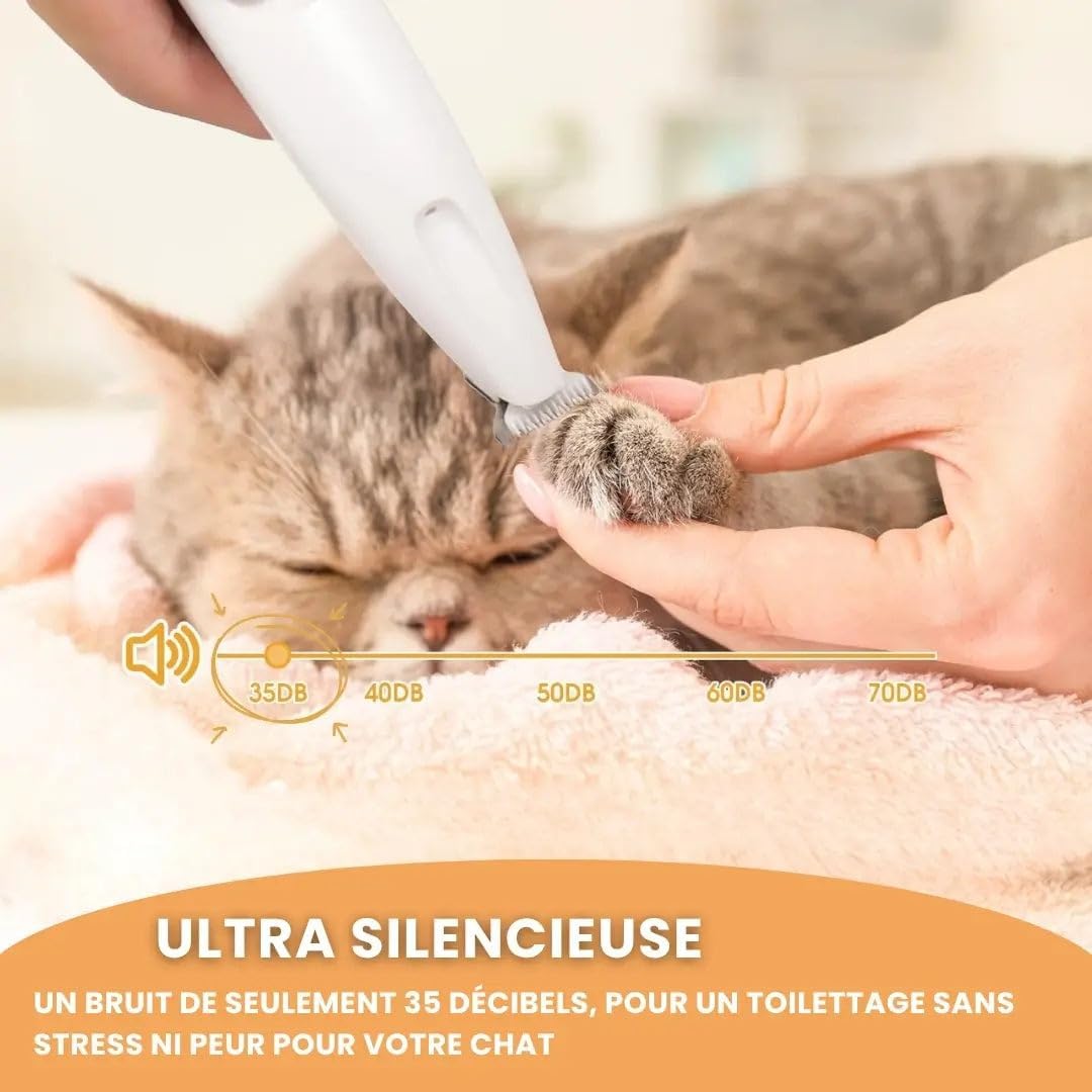 Tondeuse Chat,2026 Tondeuse Chat Silencieuse Anti-Nœuds,Lames Sûres Et Hypoallergéniques,Rechargeable,Ne Blessera Pas Votre Chat,Pour Pattes,Corps