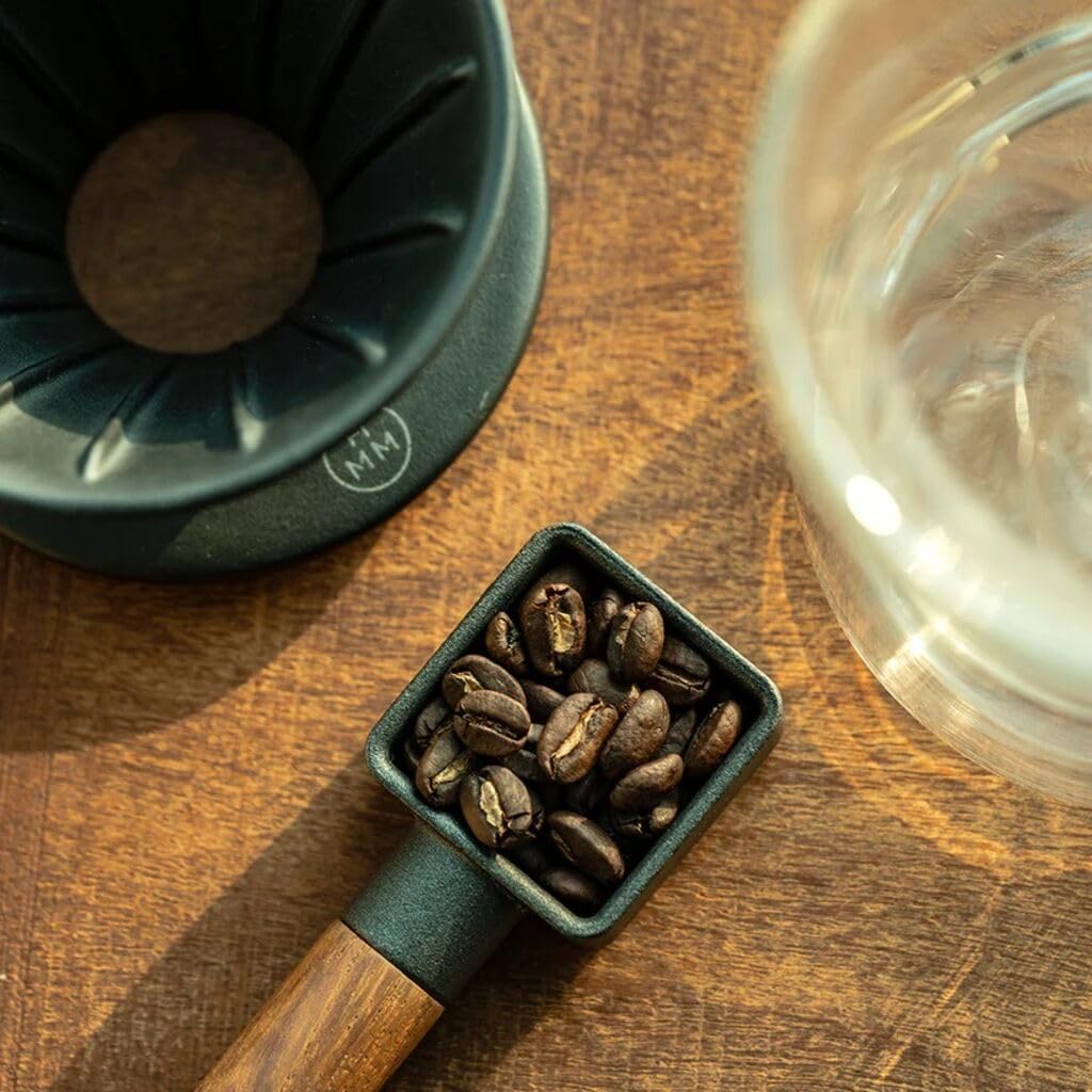 HMM Sqoop - Aesthetic Coffee Scoop for Ground Coffee & Powder, Cast Iron Measuring Scooper with Walnut Handle, Magnetic Back for Fridge, Holds 10 Grams