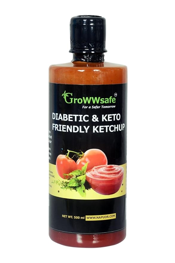 Growwsafe Tomato Ketchup (500Ml)No Afrificial Sugar Tomato KetchupLow CalorieNo Artificial
