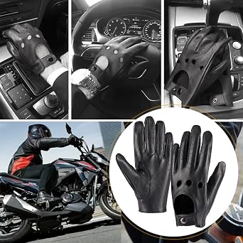 MGGMOKAY Mens Touchscreen Unlined Leather Driving Gloves