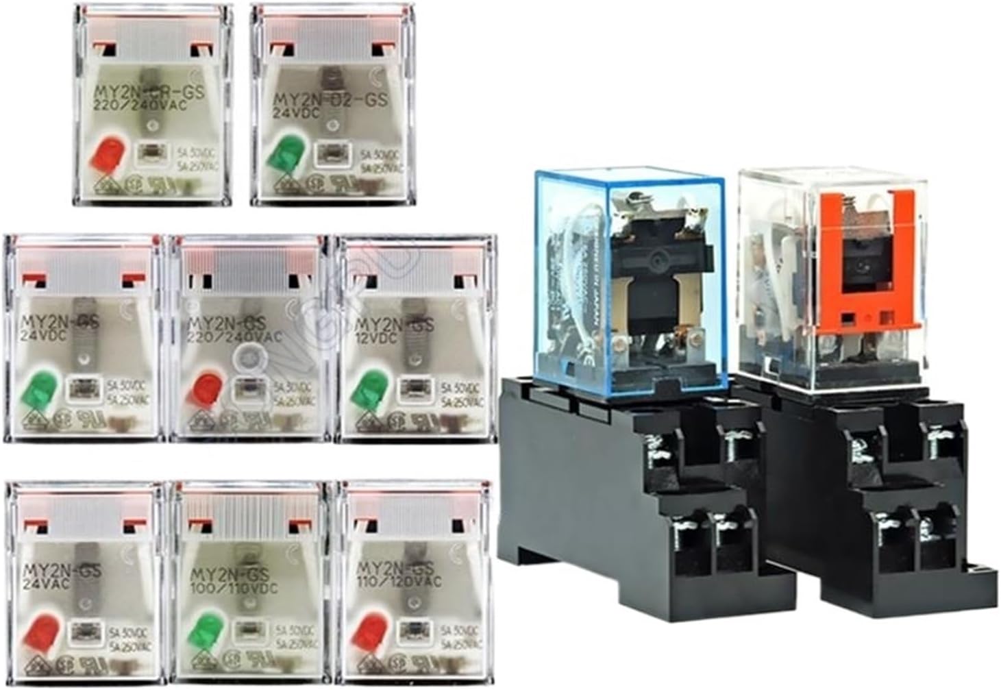 10 Pieces/Box LY2N-J LY3N-J LY4N-J MY2N-GS MY4N-GS MY2N-J MY3N-J MY4N-J DC 6V 12V 24V 48V 110V 220V AC 380V Relay (Color : 12VDC, Size : MY4N-GS)