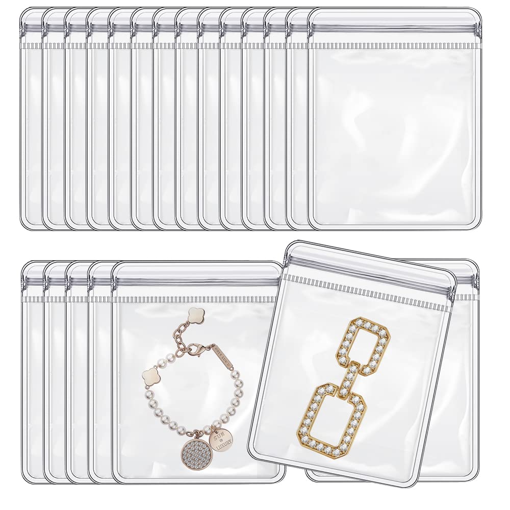 Homarket 100 Pack Clear Jewelry Bags Clear Zipper Plastic Bag Self Seal PVC Rings Earrings Packing Pouch Storage Bags for Holding Jewelries (3 x 5 Inch(8x12cm))