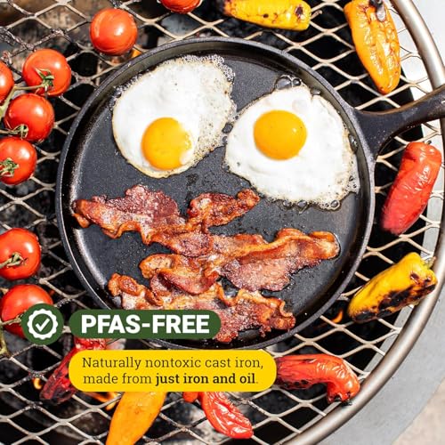 Image of Lodge Round Seasoned Cast Iron Griddle 10.5 Inches - Round-Shaped, Pre-Seasoned Iron Griddle Pan - Non-Toxic, PFAS-Free Cookware - Compatible with Stovetop, Oven, Grill, or Campfire (Pack of 3)