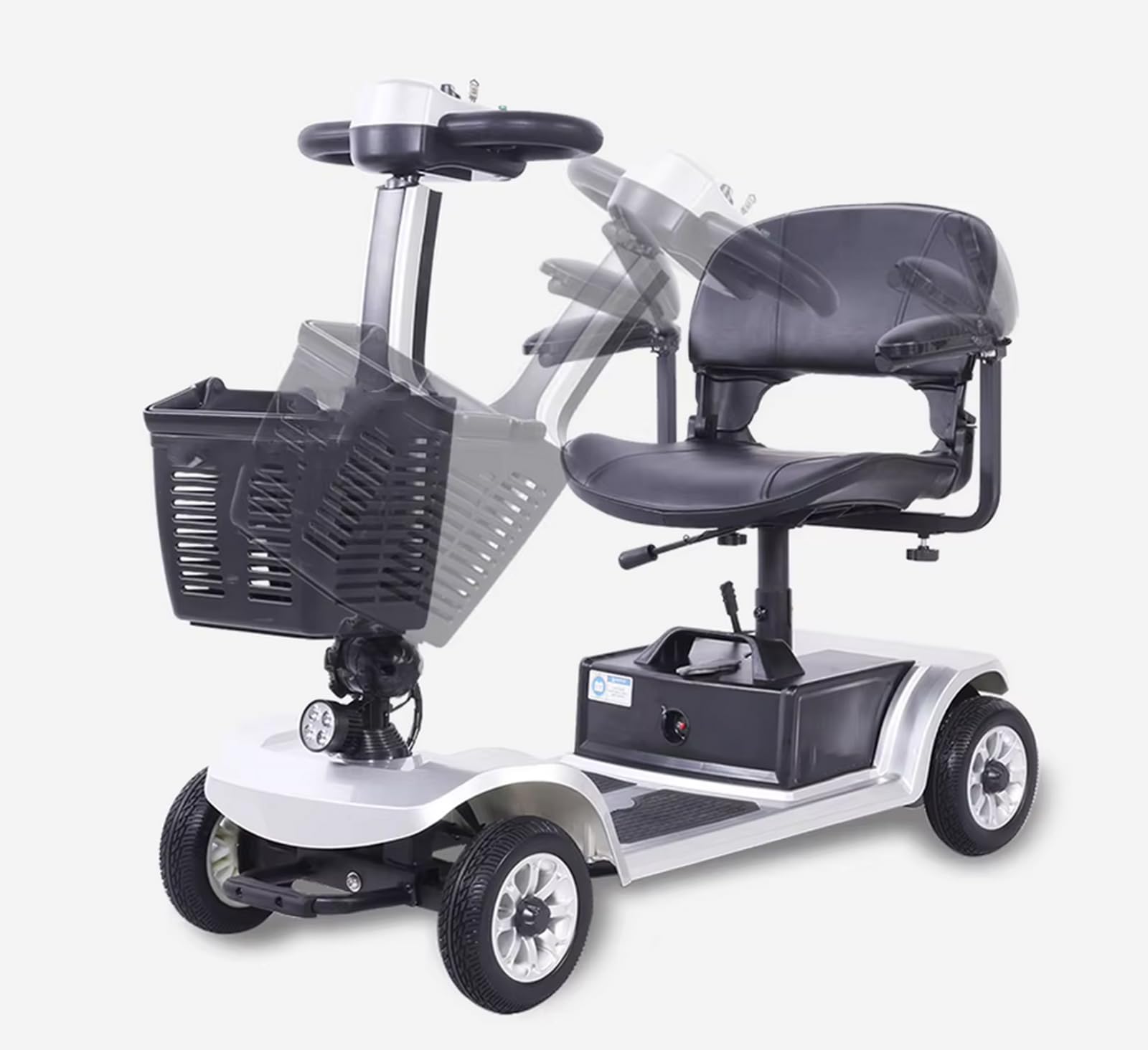 Mobility Scooter for 400lbs Weight, 4-Wheel Mobility Scooter for Adults - 15 Miles Range, Smart Safety Features, Removed Battery, Rotating Swivel Seat