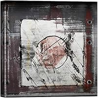 SIGNWIN Canvas Wall Art Circle with Black and White Square on Red and Silver Metal Wall Abstract Texture Art Modern Art Industrial Urban Multicolor for Living Room, Bedroom, Office - 12x12 inches