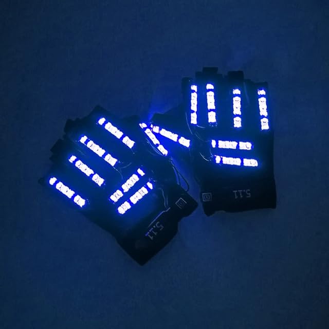 Foto 3 de 7 de QQY Guantes LED, Guantes iluminados Guantes de esqueleto LED Batería de guantes de fiesta LED para la fiesta…