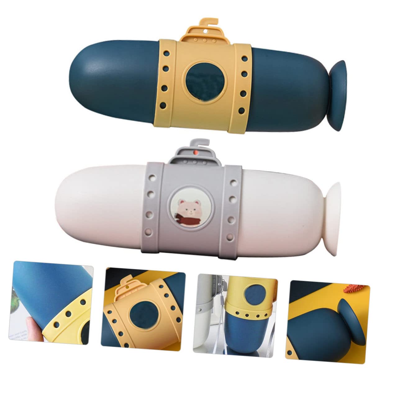 Healeved 6pezzi Custodia Da Viaggio Per Spazzolino e Tazza Forma Sottomarino Organizzatore Salvaspazio Per Bagno e Viaggi e Pratico e Portatile