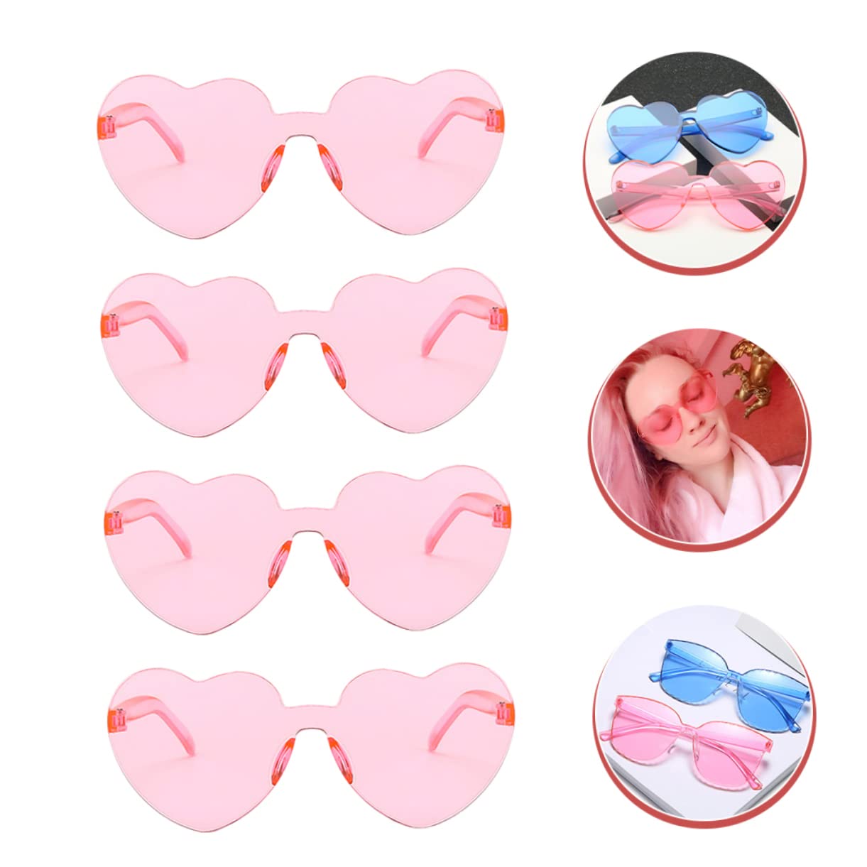 BESPORTBLE 4pcs Shape Rimless Sunglasses for Bachelorette Party Fashion Eyewear for Women Men Jelly Uv400